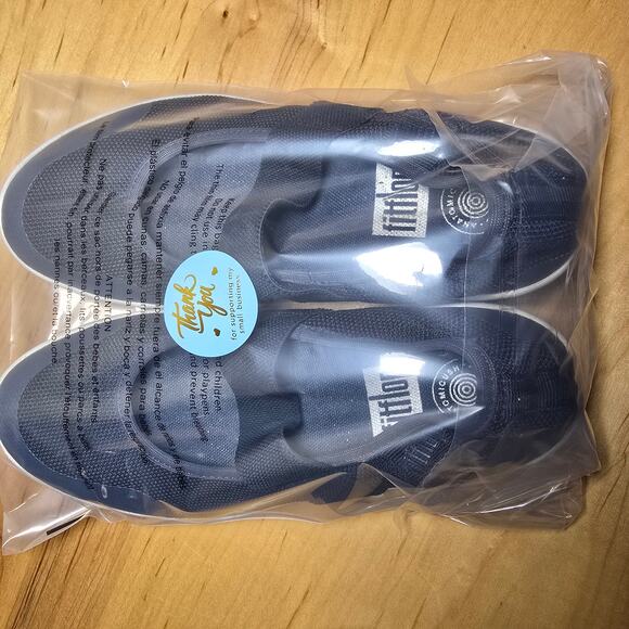 Fitflop Women Uberknit Mary Jane Ballerina 6.5 Flat Slip-on Shoe Comfort Navy - Picture 8 of 8